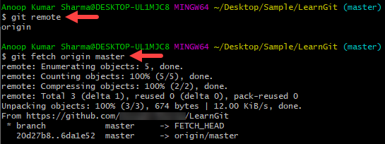 git fetch origin master